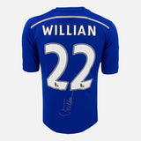 Framed Willian Signed Shirt, Chelsea, Blue Home [Mini]