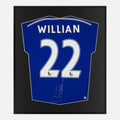 Framed Willian Signed Shirt, Chelsea, Blue Home [Lite]