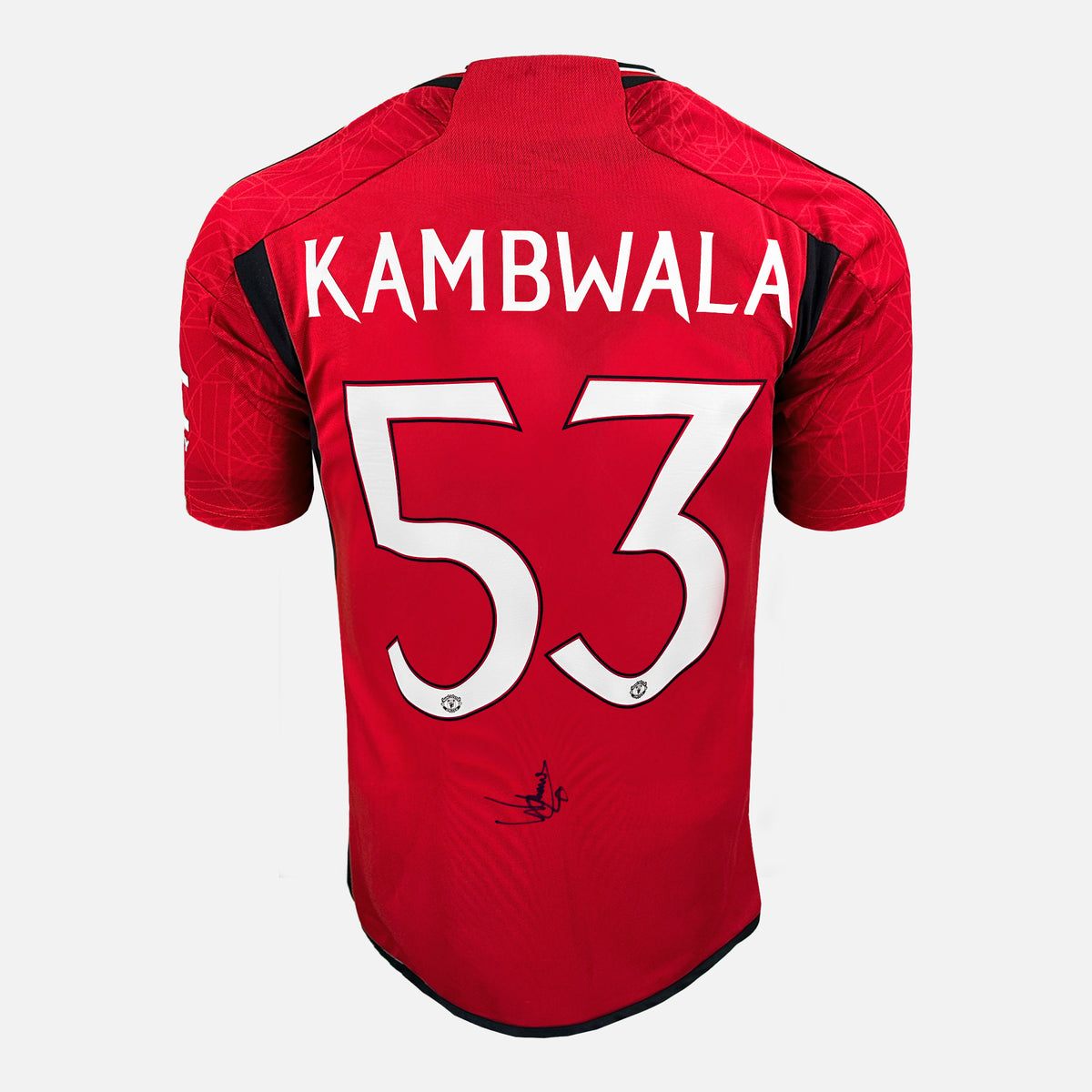 Willy Kambwala Signed Manchester United Shirt 2023-24 Home [53] — Manchester United signed shirt from the 2023 to 2024 season | The Vault
