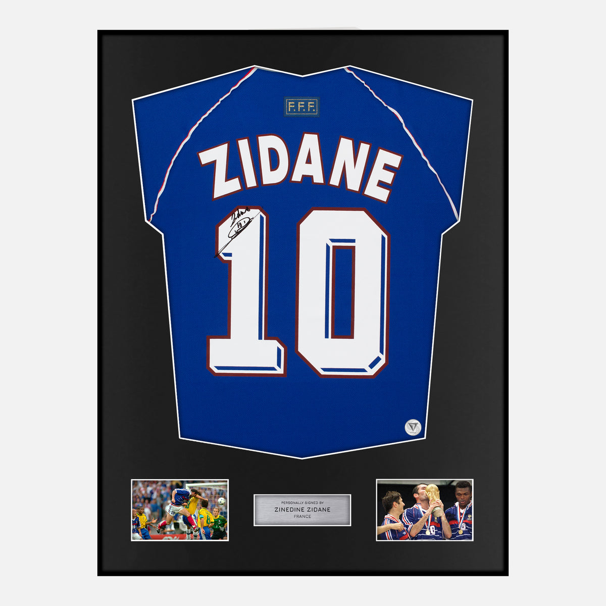 Framed Zinedine Zidane Signed France Shirt Home 1998 [Classic] — Verified autograph with NFC and certificate | The Vault