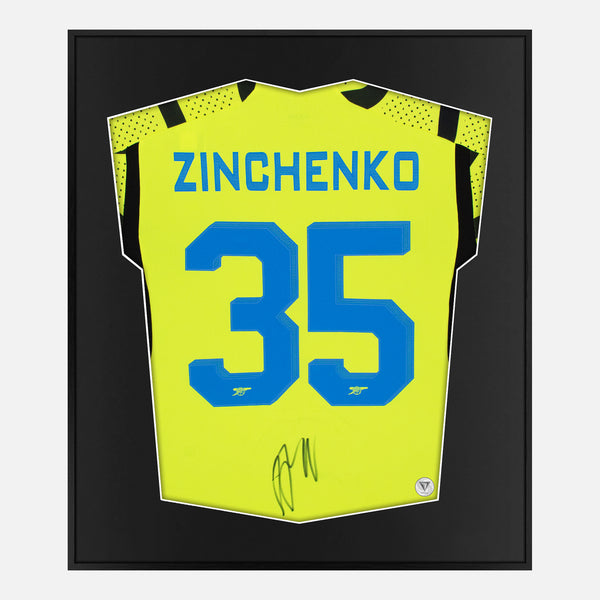 Framed Zinchenko Signed Arsenal Shirt, Neon Yellow Away [Mini]