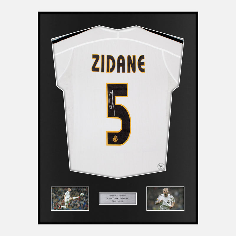 Framed Zinedine Zidane Signed Real Madrid Shirt Home [Modern]