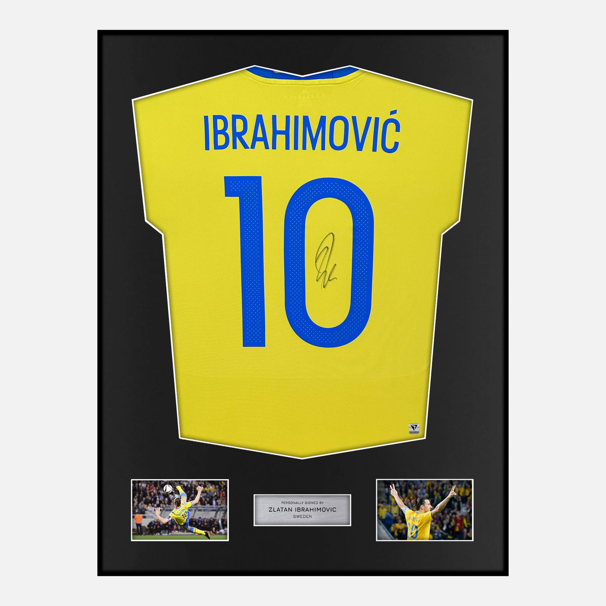 Framed Zlatan Ibrahimović Signed Sweden Shirt 2016-17 Home [Classic] — Verified autograph with NFC and certificate | The Vault