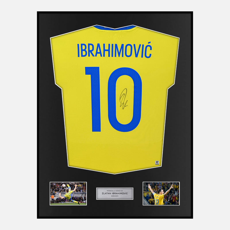 Framed Zlatan Ibrahimović Signed Sweden Shirt 2016-17 Home [Modern]