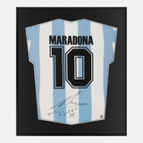 Framed Maradona Signed Shirt, Argentina Home, Number 10 [Mini]