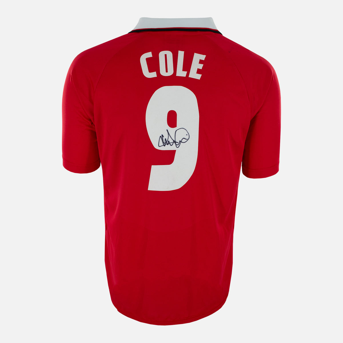 Andy Cole Signed Manchester United Shirt 1999 CL Final [9] — Manchester United signed shirt from the 1999 season | The Vault