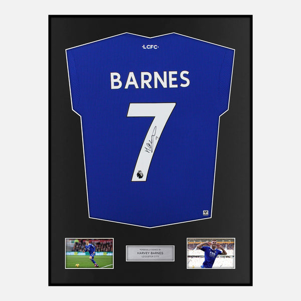 Framed Harvey Barnes Signed Leicester City Shirt 2022-23 Home [Modern]