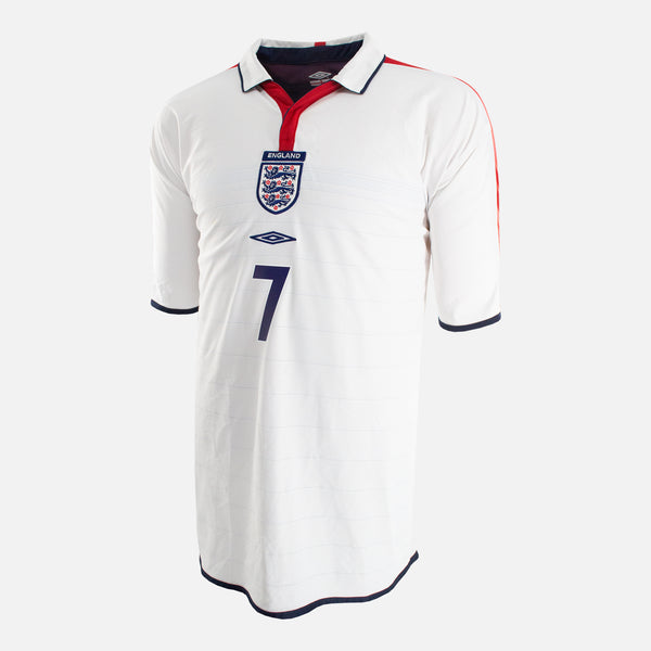 England Home Shirt Umbro White Red Beckham 7