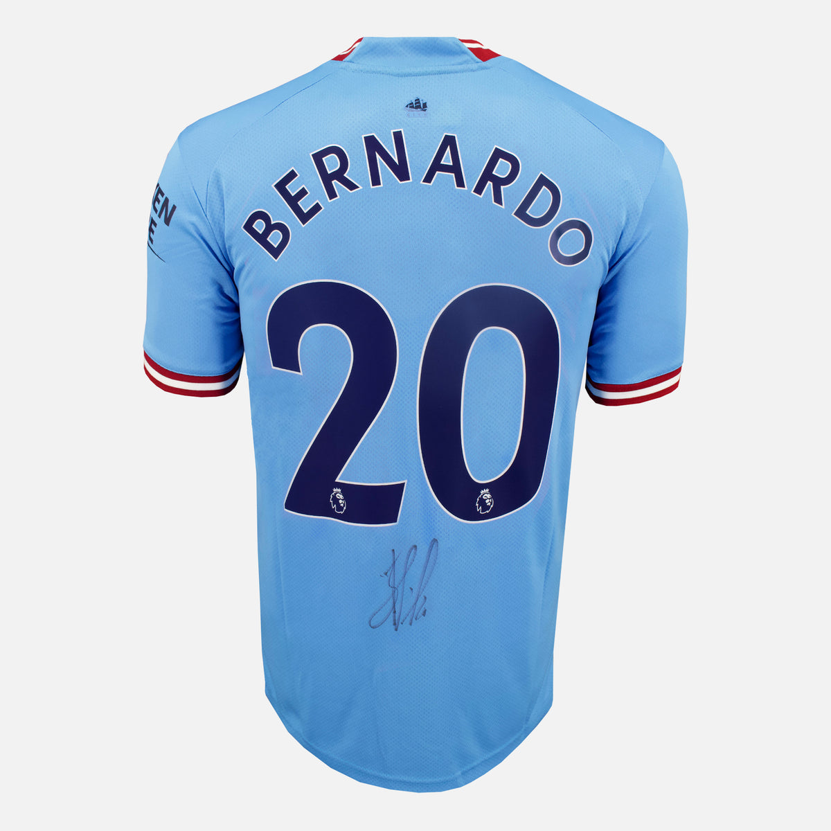 Bernardo Silva Signed Manchester City Shirt 2023 Treble [20] — Manchester City signed shirt from the 2022 to 2023 season | The Vault
