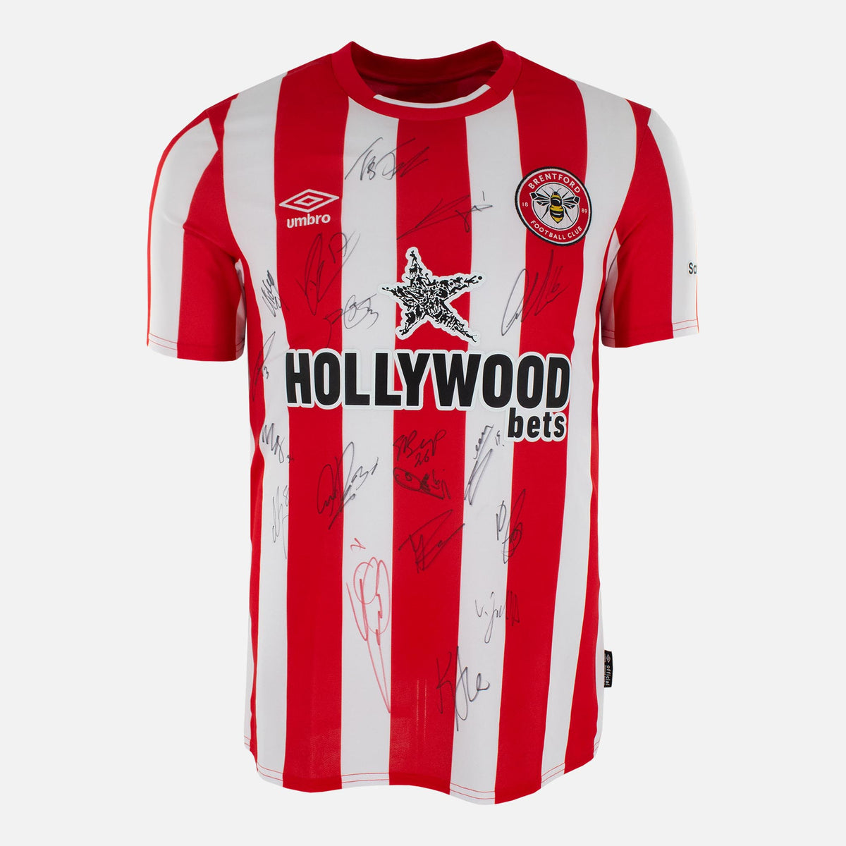 Squad Signed Brentford Shirt 2021-23 Home [18 Autographs] — Brentford signed shirt from the 2021 to 2023 season | The Vault
