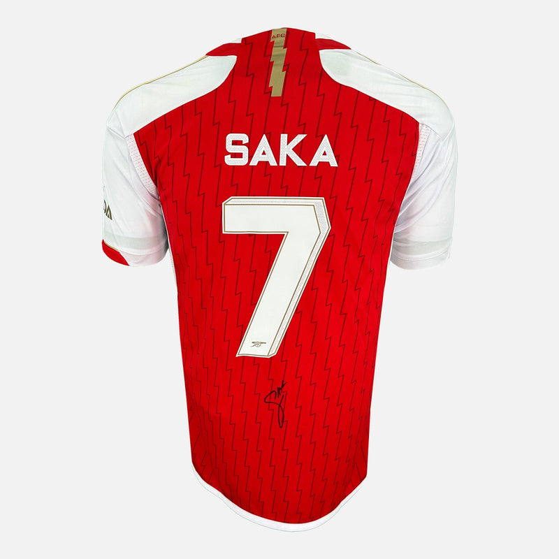 Framed Bukayo Saka Signed Arsenal Shirt 2023-24 Home [Mini]