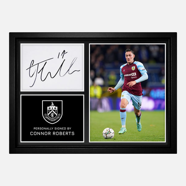 Framed Connor Roberts Signed Burnley Photo Montage [A4]