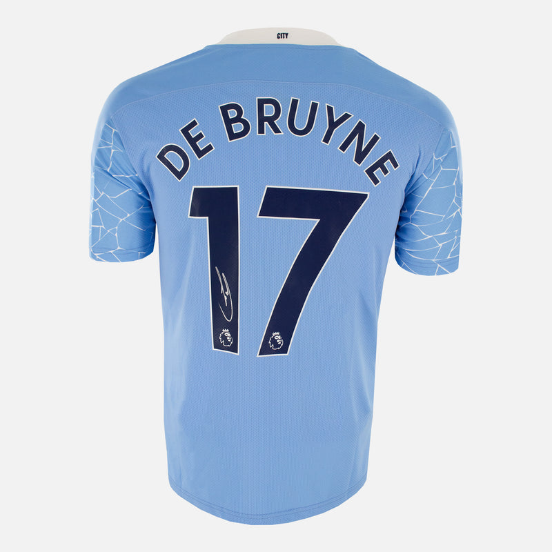 Framed Kevin De Bruyne Signed Manchester City Shirt 2020-21 Home [Modern]