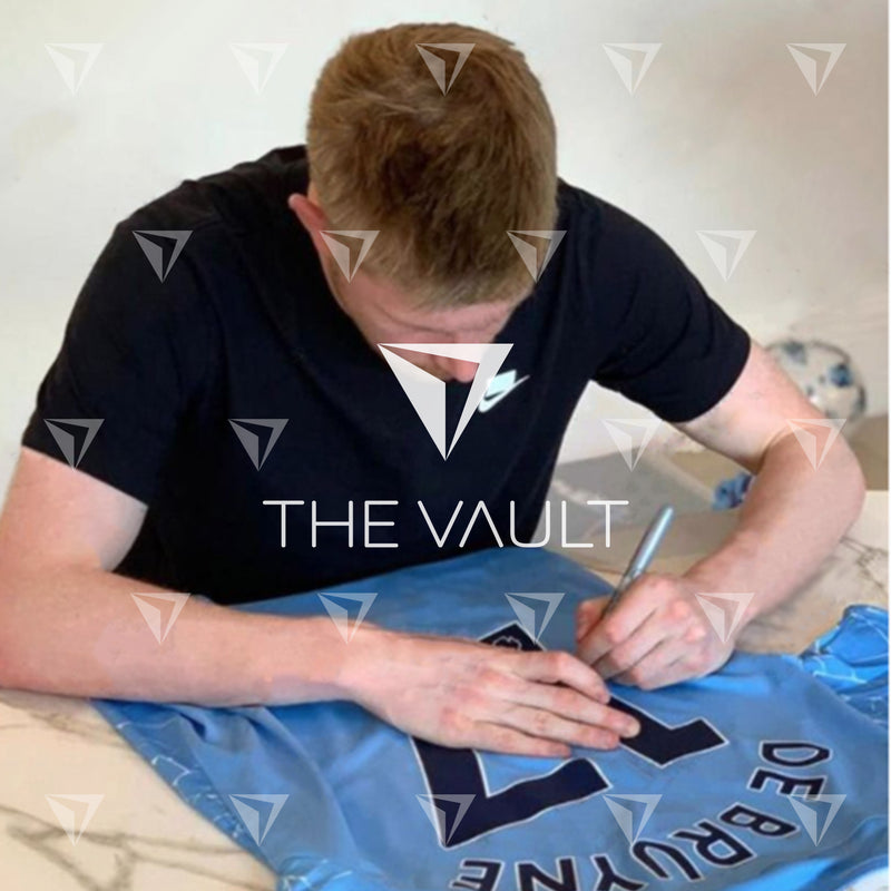 Framed Kevin De Bruyne Signed Manchester City Shirt 2020-21 Home [Mini]