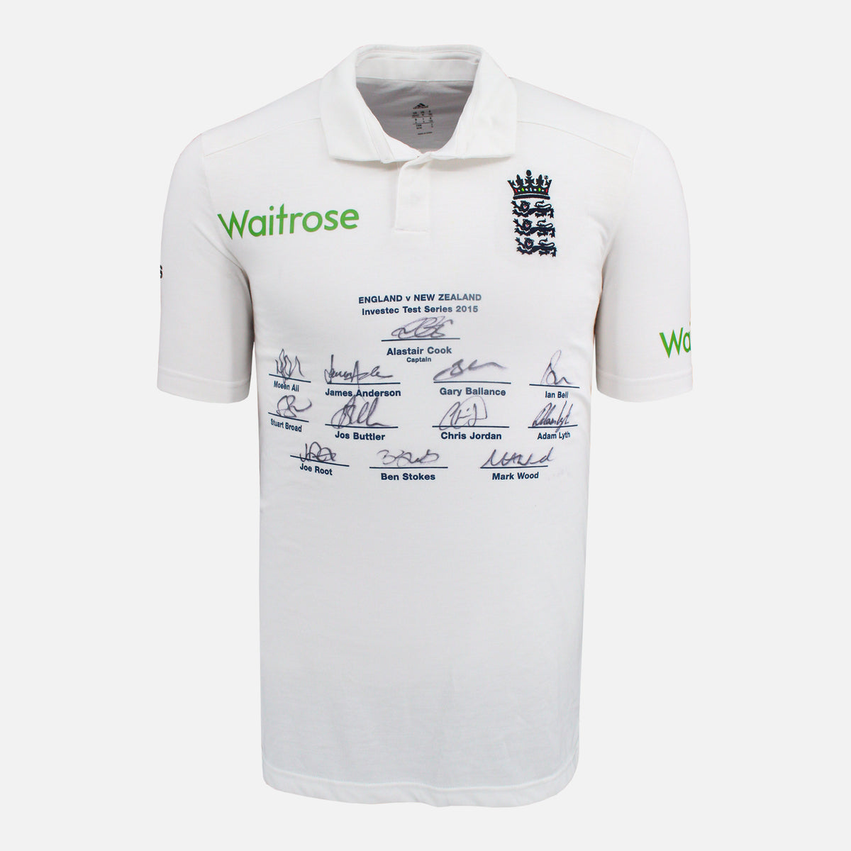 Team Signed England Cricket Shirt 2015 Test Series [12 Autographs] — England Cricket signed shirt from the 2014 to 2016 season | The Vault