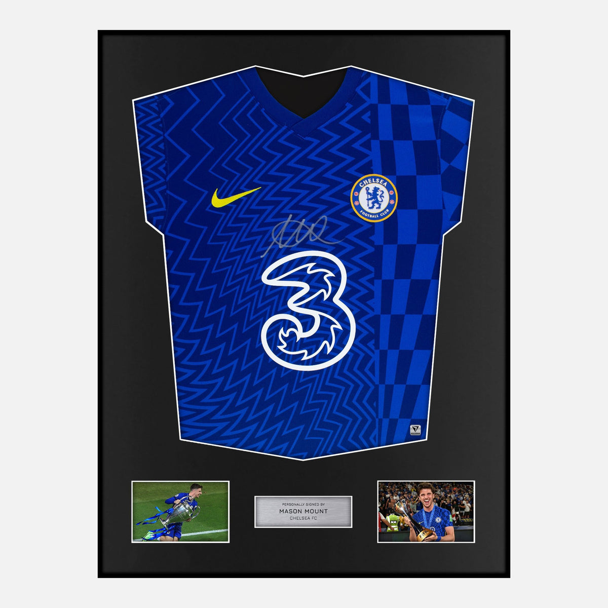 Framed Mason Mount Signed Chelsea Shirt 2021-22 Home [Classic] — Verified autograph with NFC and certificate | The Vault