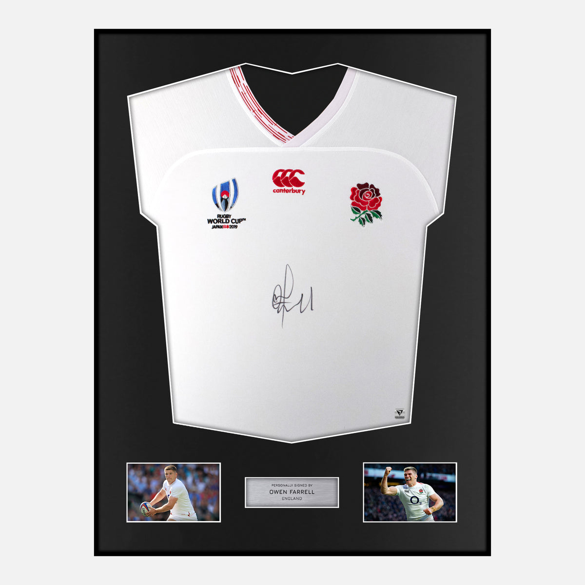 Framed Owen Farrell Signed England Rugby Shirt 2019 World Cup [Classic] — Classic framed England shirt signed by Owen Farrell | The Vault