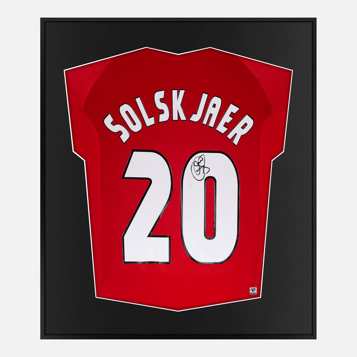 Framed Solskjaer Signed Shirt, Manchester United Home [Lite] — Authentic signature with NFC and COA | The Vault