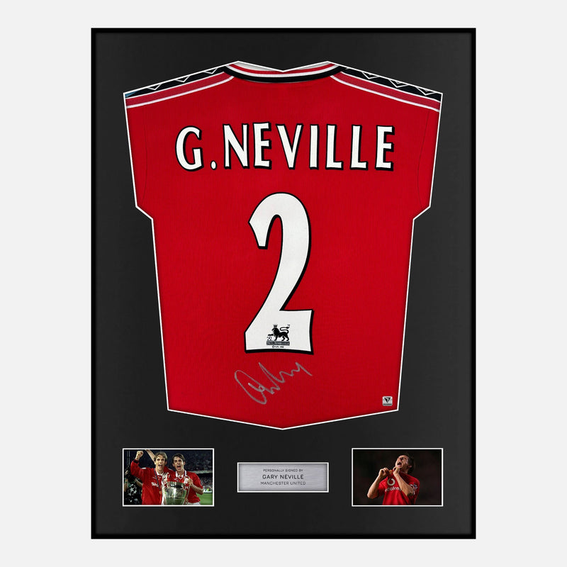 Framed Gary Neville Signed Manchester United Shirt 1999 Treble [Modern]