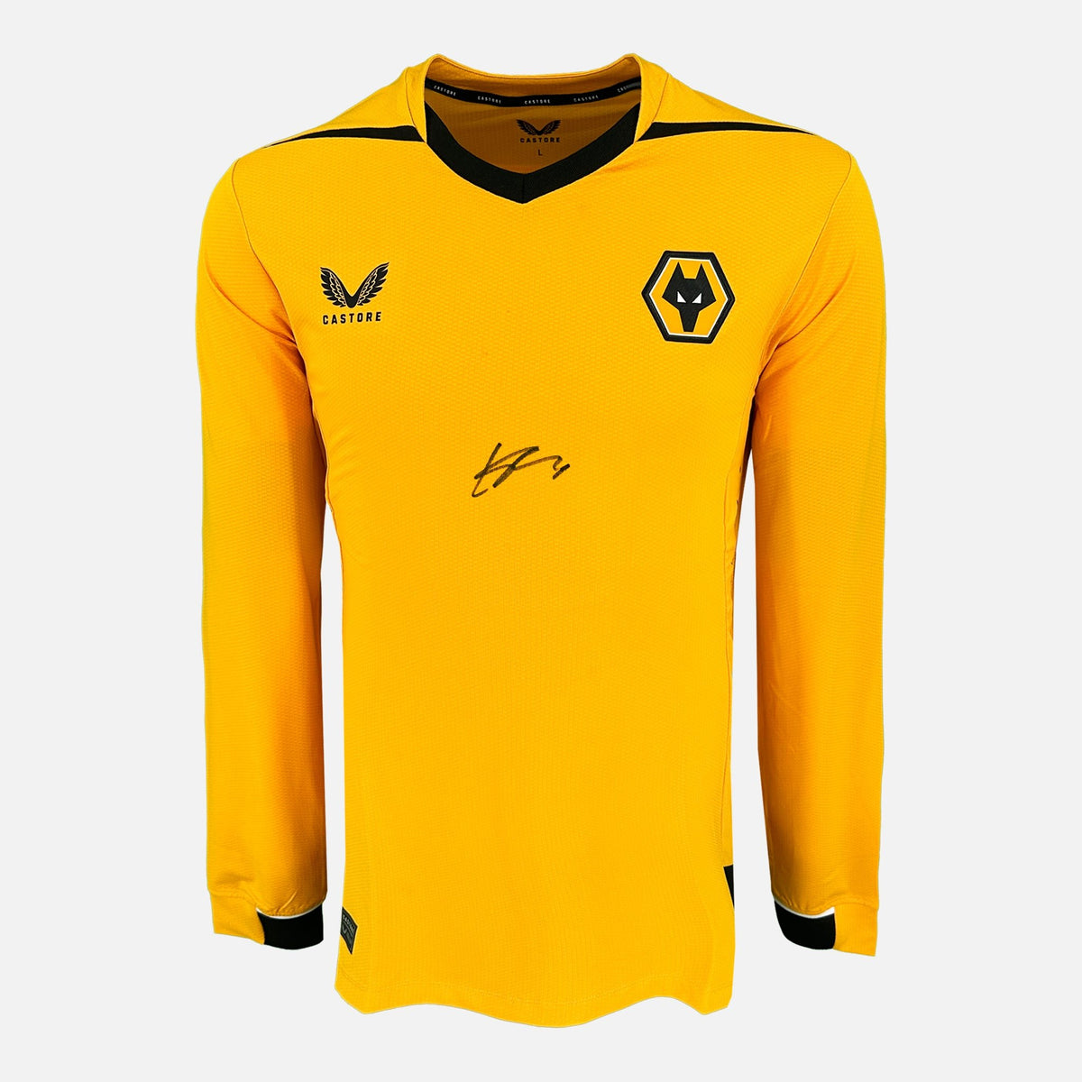 Hwang Hee-Chan Signed Wolves Shirt 2022-23 Home [Front] — Wolves signed shirt from the 2022 to 2023 season | The Vault