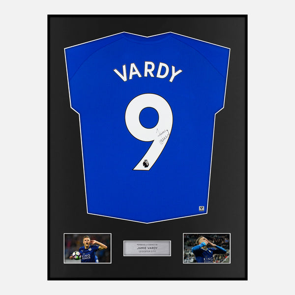 Signed Vardy Framed Shirt Leicester City