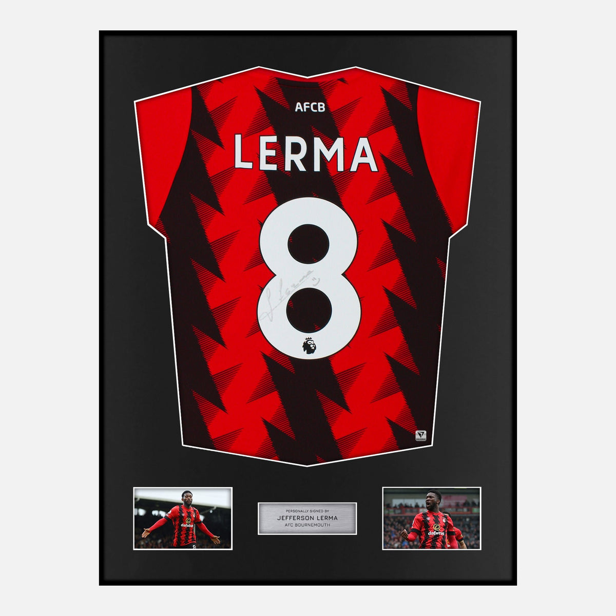 Framed Jefferson Lerma Signed Bournemouth Shirt Home 2022-23 [Classic] — Verified autograph with NFC and certificate | The Vault