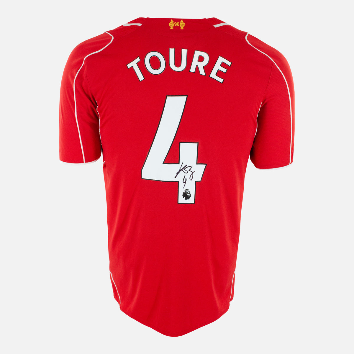Kolo Toure Signed Liverpool Shirt 2014-15 Home [4] — Liverpool signed shirt from the 2014 to 2015 season | The Vault