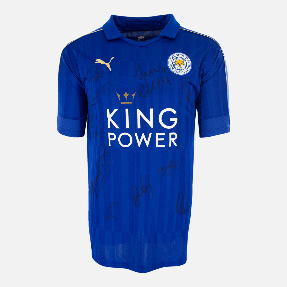 Squad Signed Leicester City Shirt 2016-17 Home [14 Autographs] — Leicester City signed shirt from the 2016 to 2017 season | The Vault
