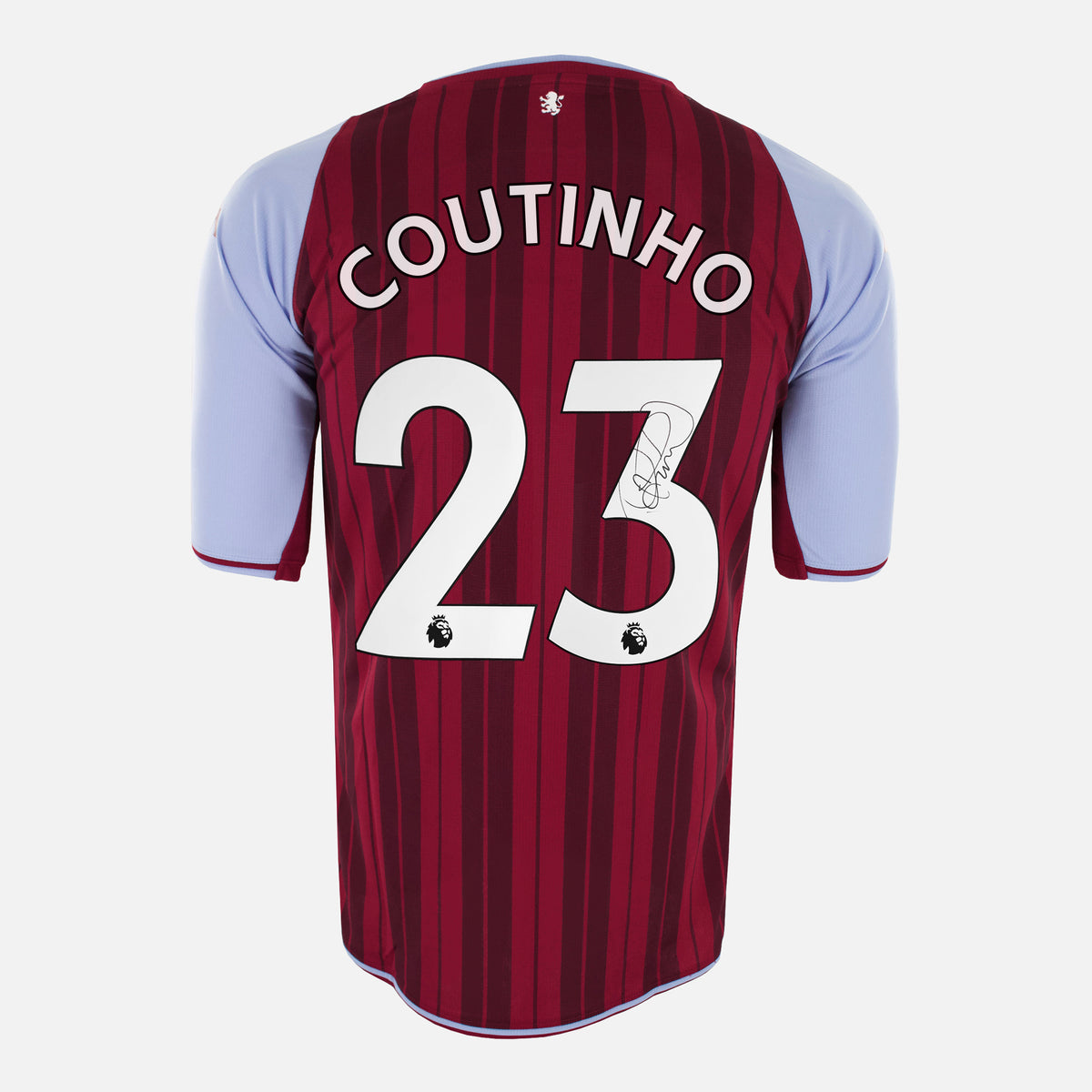 Philippe Coutinho Signed Aston Villa Shirt 2021-22 Home [23] — Aston Villa signed shirt from the 2021 to 2022 season | The Vault