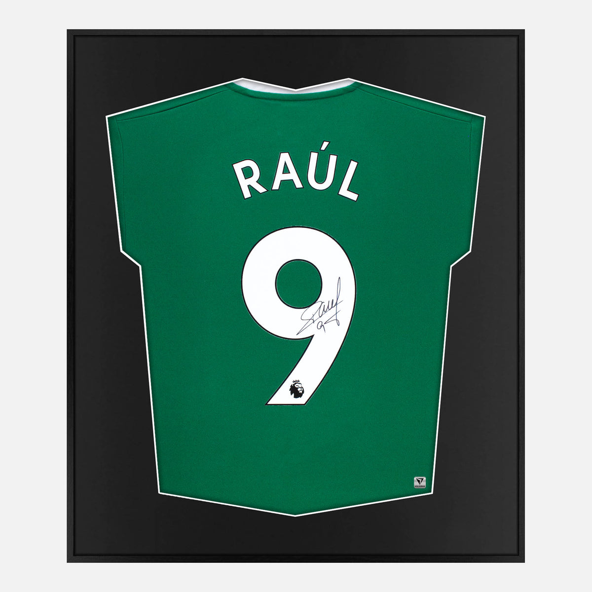 Framed Raul Jimenez Signed Wolves Shirt, Third Green [Lite] — Authentic signature with NFC and COA | The Vault