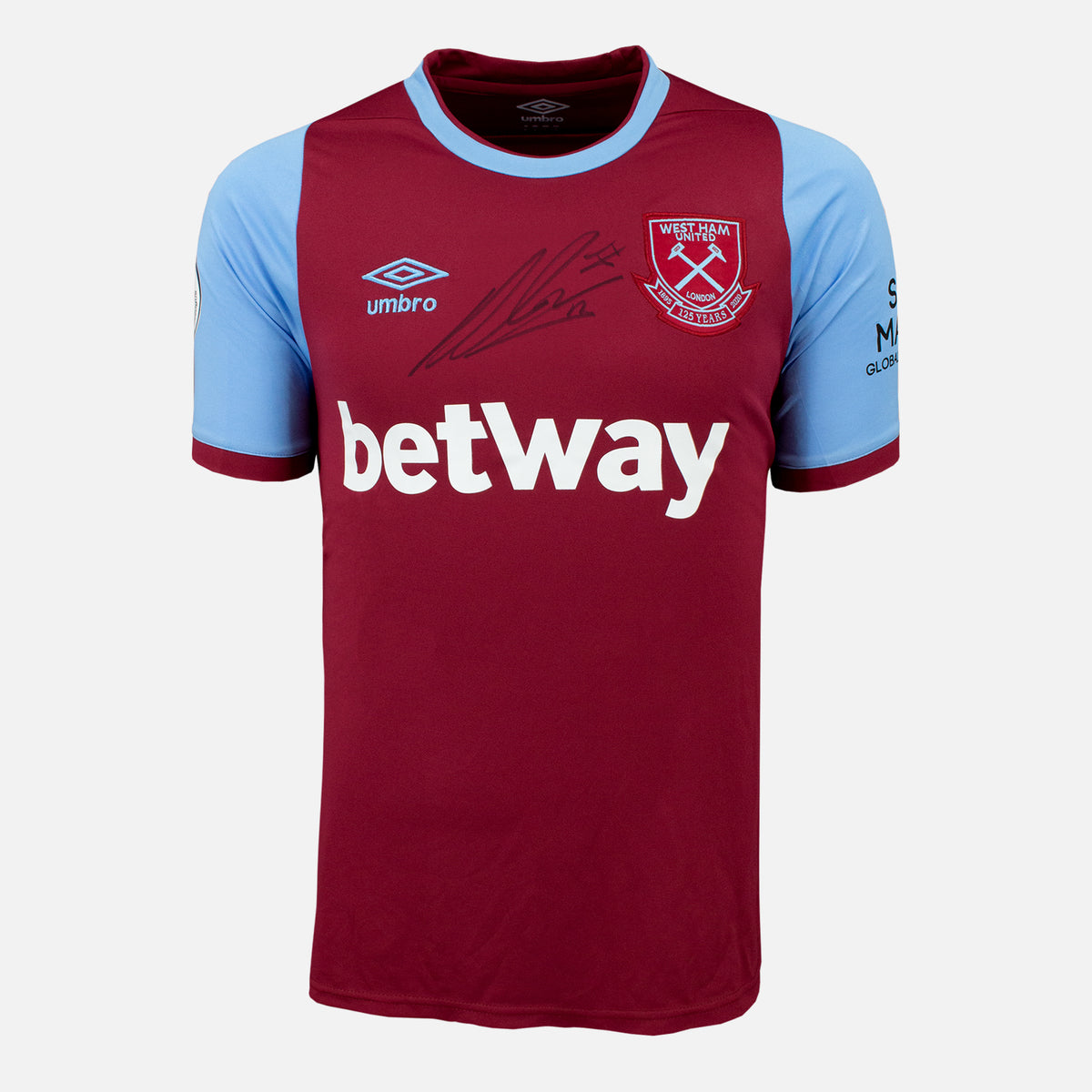 Declan Rice Signed West Ham Shirt Home [Front] — West Ham United signed shirt from the 2020 to 2021 season | The Vault