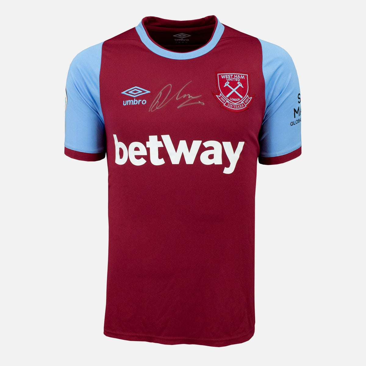 Declan Rice Signed West Ham United Shirt 2020-21 Home [Front] — West Ham United signed shirt from the 2020 to 2021 season | The Vault