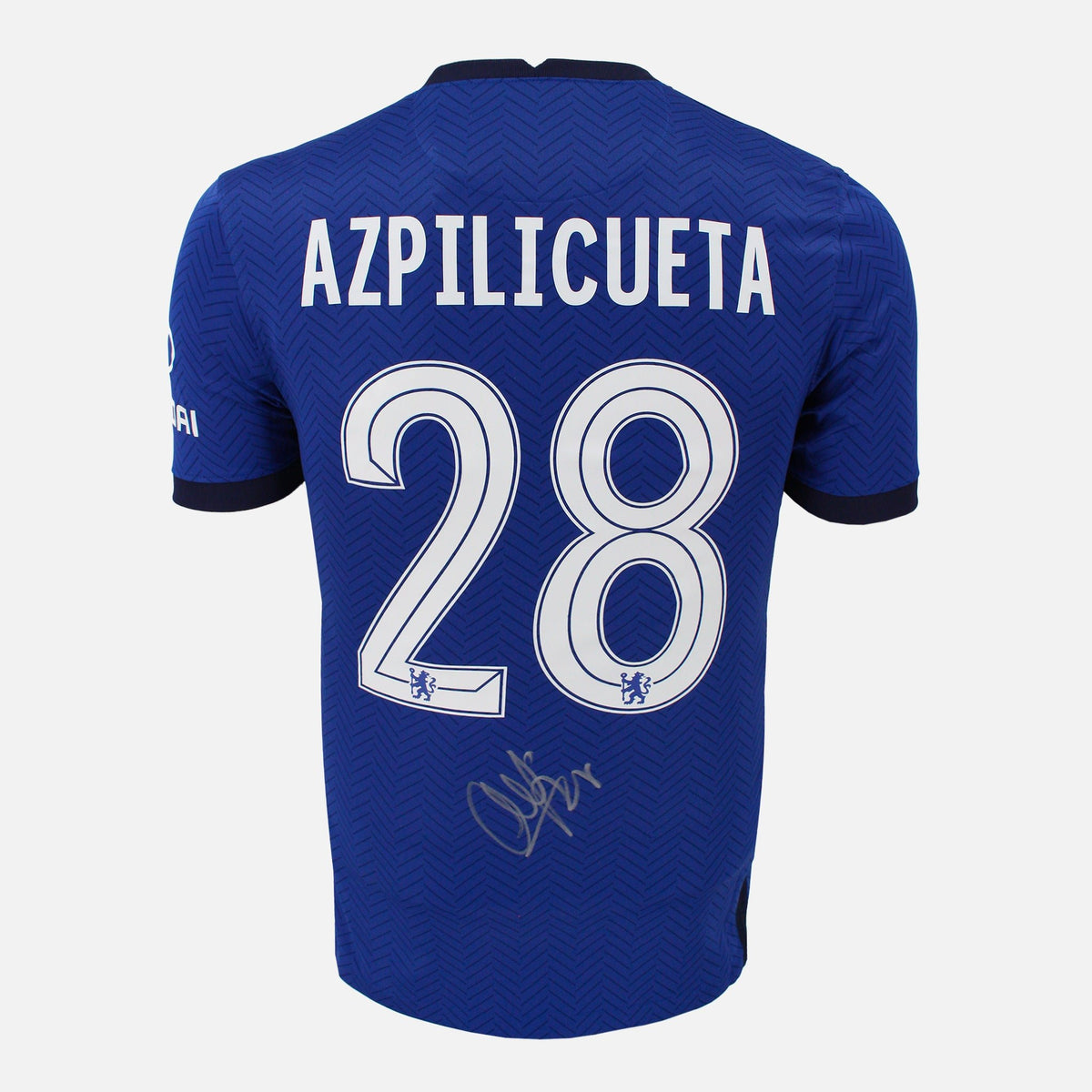 Cesar Azpilicueta Signed Chelsea Shirt 2020-21 Home CL Final [28] — Chelsea signed shirt from the 2020 to 2021 season | The Vault