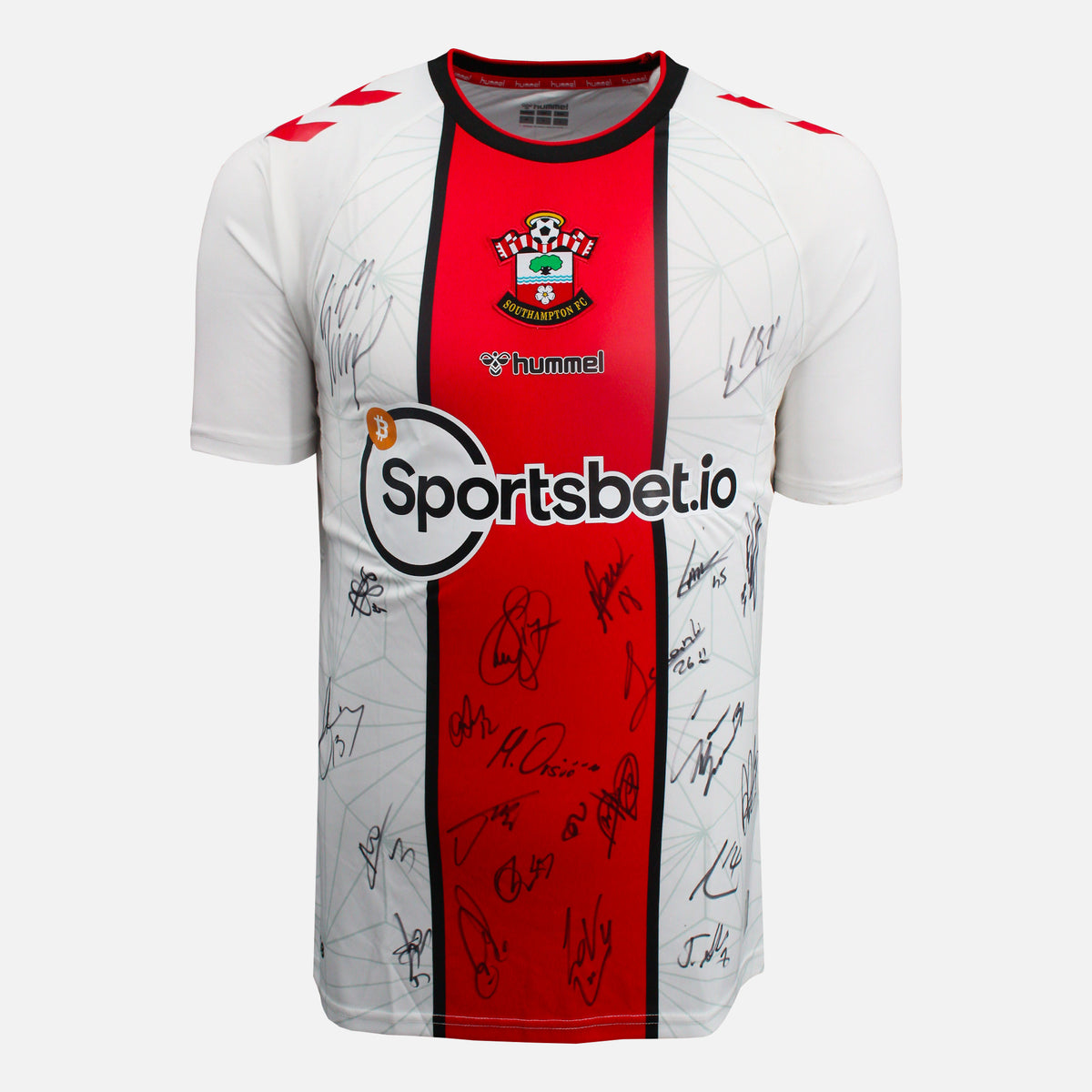 Squad Signed Southampton Shirt 2022-23 Home [23 Autographs] — Southampton signed shirt from the 2022 to 2023 season | The Vault