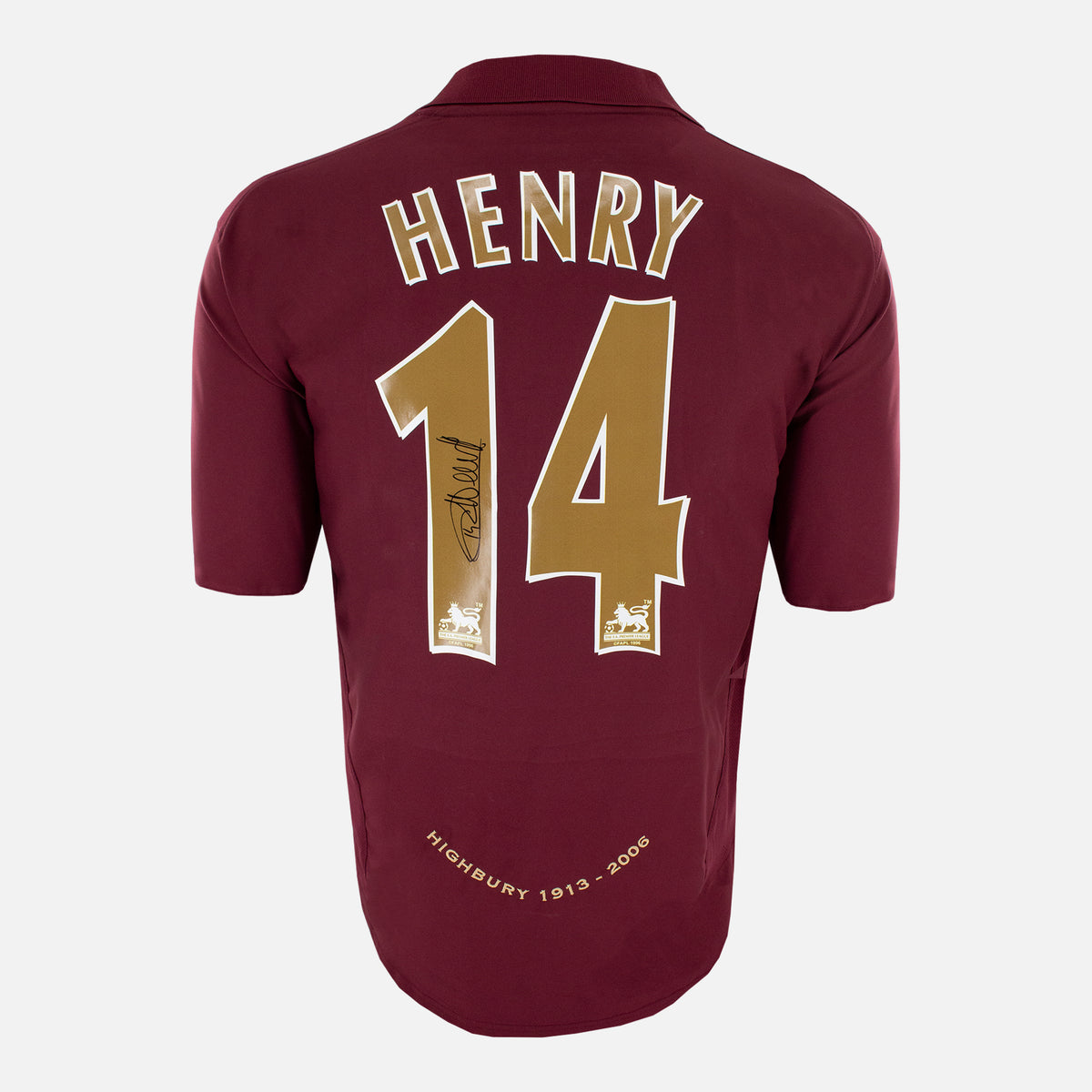 Thierry Henry Signed Arsenal Shirt 2005-06 Home Highbury Redcurrant [14] — Arsenal signed shirt from the 2005 to 2006 season | The Vault