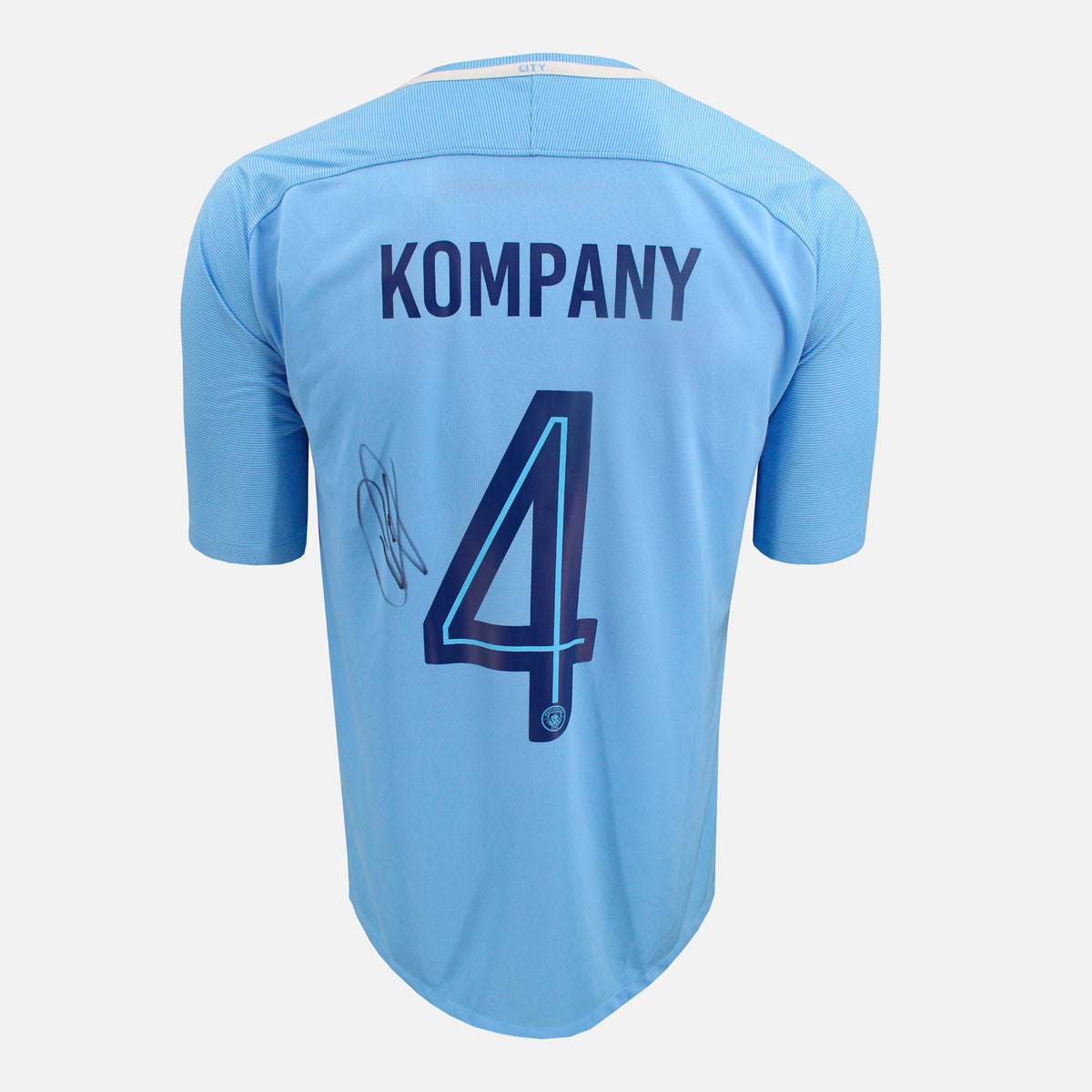Vincent Kompany Signed Manchester City Shirt 2017-18 Home Centurions [4] — Manchester City signed shirt from the 2017 to 2018 season | The Vault